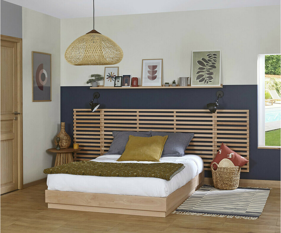 Lit ado Hino et grande tte de lit en bois 